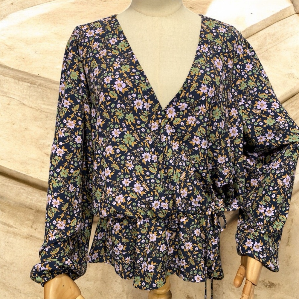 Melrose and Market Floral Surplice Blouse